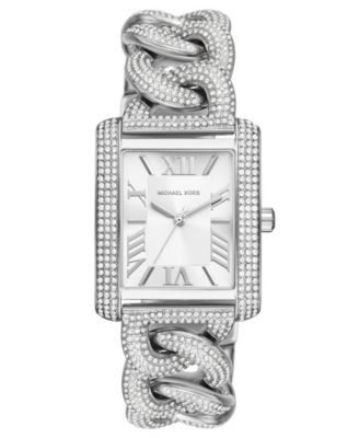 Women's Emery Three-Hand Silver-Tone Stainless Steel Pave Bracelet Watch 40mm
