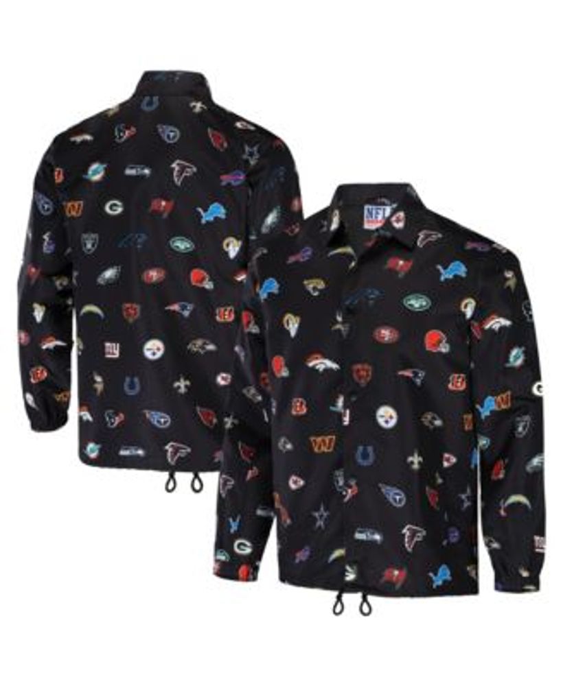 NFL Properties Men's NFL X Staple Black Shield Merchandise Overtime Printed  Nylon Coaches Jacket