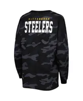 Pittsburgh Steelers New Era Women's Camo Long Sleeve T-Shirt - Black