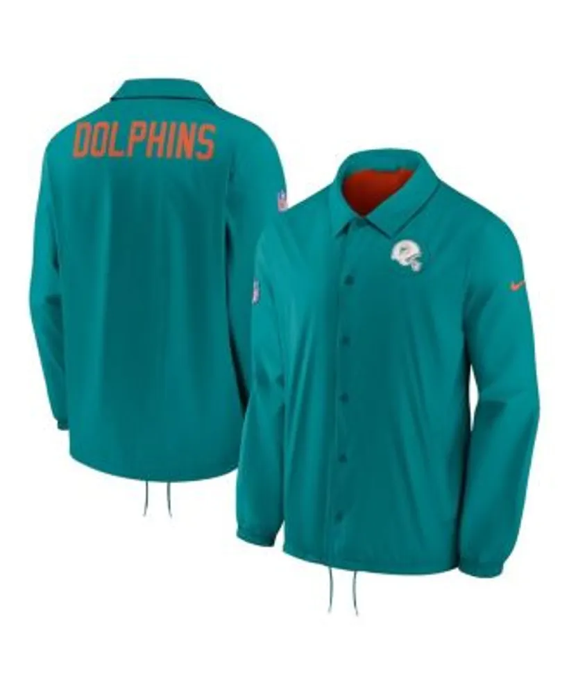 Men's Black Miami Dolphins Coaches Classic Raglan Full-Snap Windbreaker  Jacket