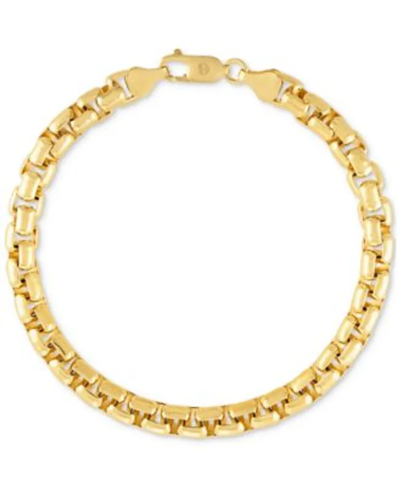 14K Gold Rounded Box Link Chain Bracelet