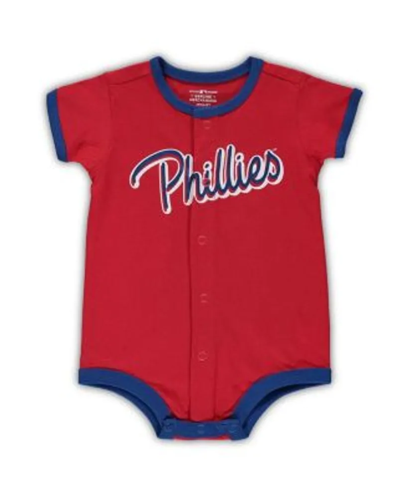 Outerstuff Newborn and Infant Boys Girls Red Philadelphia Phillies Stripe  Power Hitter Romper