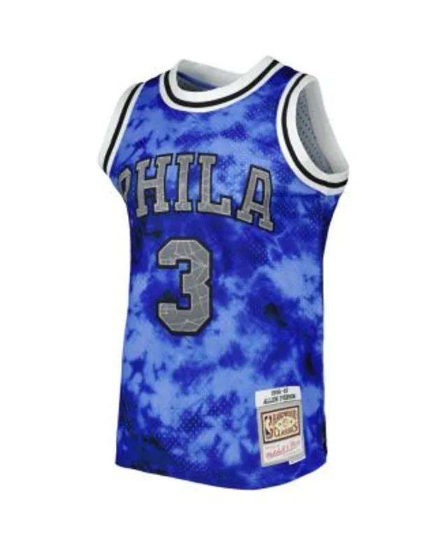 Men's Mitchell & Ness Allen Iverson Red/Royal Philadelphia 76ers 1996/97  Hardwood Classics Fadeaway Swingman Player Jersey