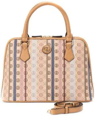 Signature Stripe Dome Faux Leather Satchel, Created for Macy's