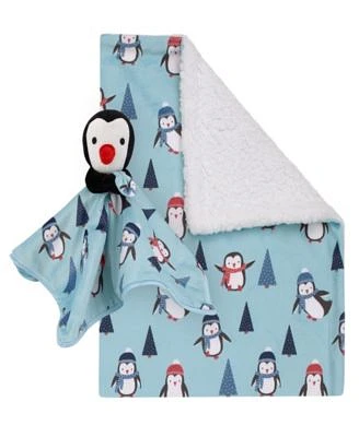 Penguin Christmas Baby Blanket and Security Blanket Set, 2 Pieces
