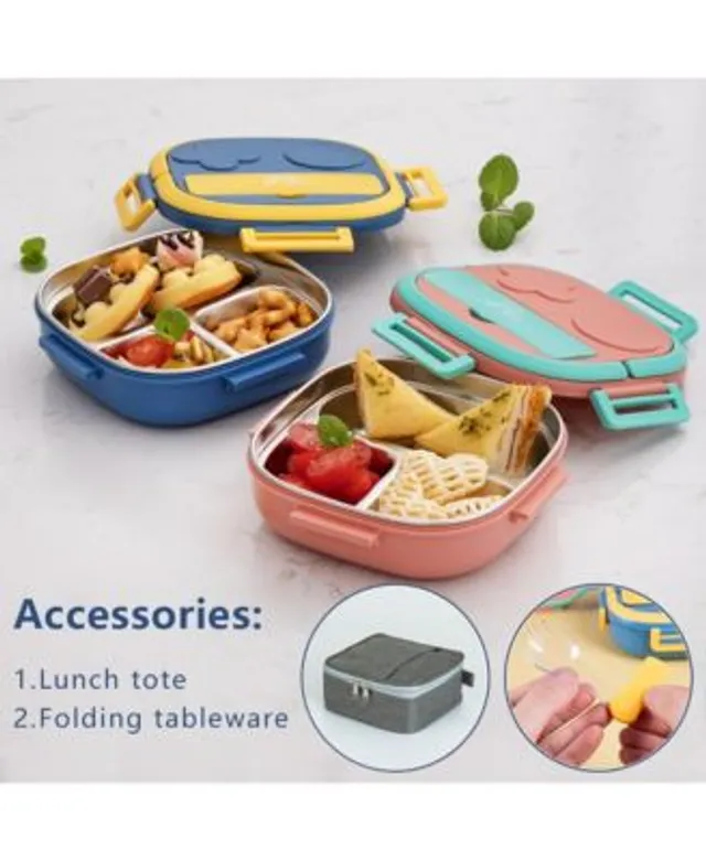 Lille Home Stackable Compartment Lunch Box With Lunch Bag, Cutlery Set