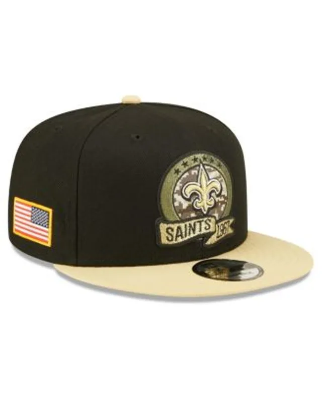 New Era Men's Black, Vegas Gold New Orleans Saints 2022 Salute To Service  9FIFTY Snapback Hat