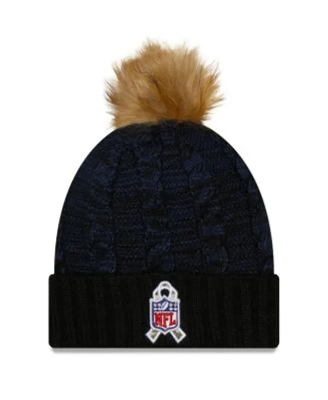 Women's Wear by Erin Andrews Navy New England Patriots Double Jacquard Cuffed Knit Hat with Pom and Gloves Set