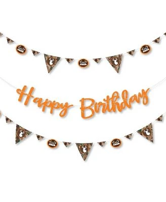 Gone Hunting - Deer Hunting Camo Party Letter Banner Decoration - Happy Birthday