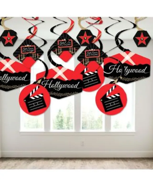 Big Dot of Happiness Red Carpet Hollywood - Movie Night Hanging Party  Decoration Swirls - 40 Ct