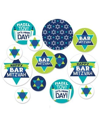 Blue Bar Mitzvah - Giant Circle Confetti Party Decor Large Confetti 27 Ct