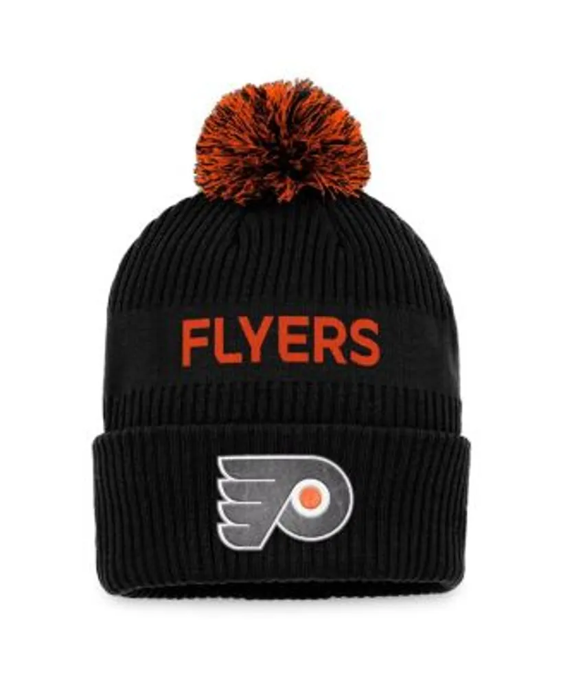 Fanatics Mens Branded Black, Orange Philadelphia Flyers 2022 NHL Draft Authentic Pro Cuffed Knit Hat with Pom The Shops at Willow Bend