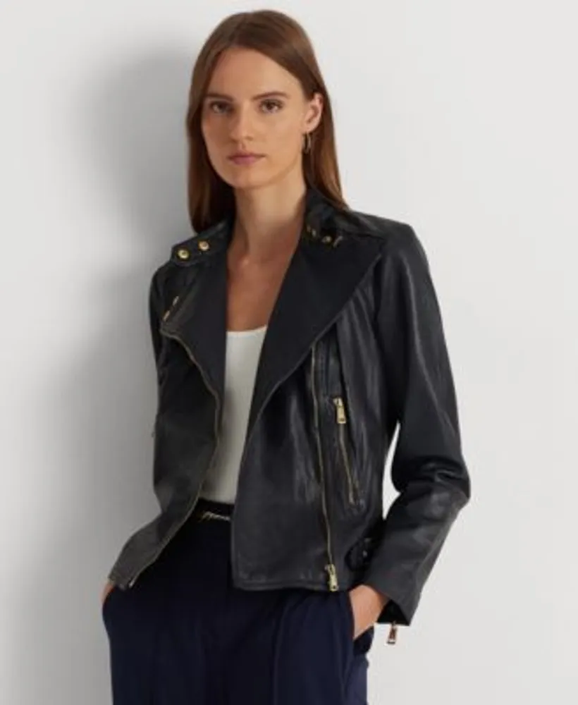 Lauren Ralph Lauren Women's Tumbled Leather Moto Jacket | Connecticut Post  Mall