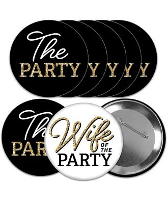 Wife of the Party - 3 inch Bachelorette Party Badge - Pinback Buttons - Set of 8