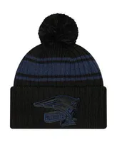 Dallas Cowboys New Era 2022 Sideline Cuffed Pom Knit Hat - Navy/Gray