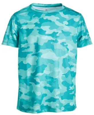Big Boys Camo-Print Short Sleeve T-Shirt, With Crew Neck, Created for Macy's