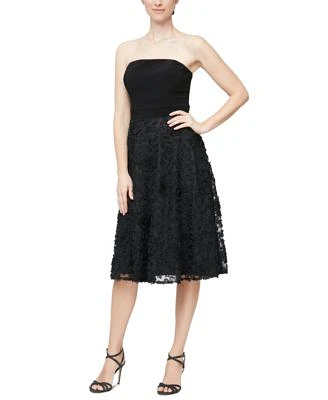 Women's Strapless Floral Applique A-Line Skirt