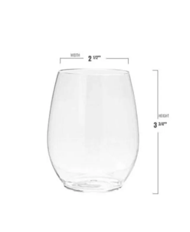 64 Glasses, 12 oz. Solid White Elegant Stemless Plastic Wine Glasses