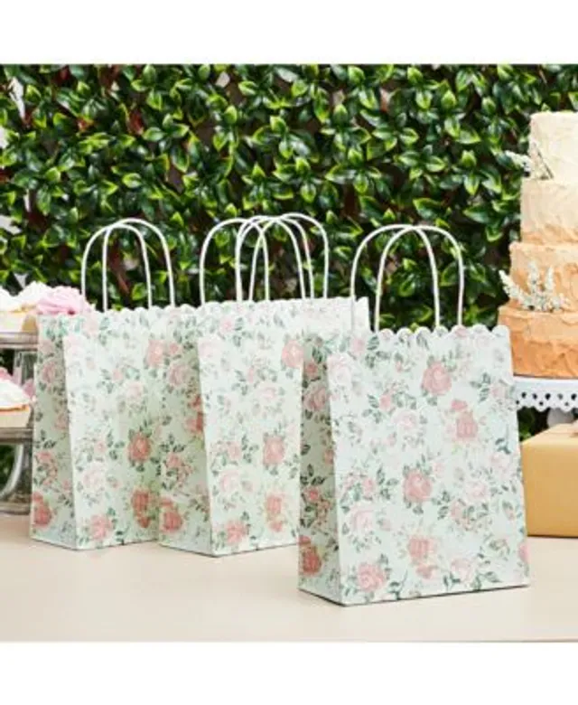 Sparkle and Bash 24 Pack Floral Gift Bags with Handles, Medium