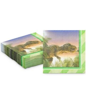 T-Rex Napkins for Kids Dinosaur Birthday Party, Green (6.5 x 6.5 In, 150 Pack)