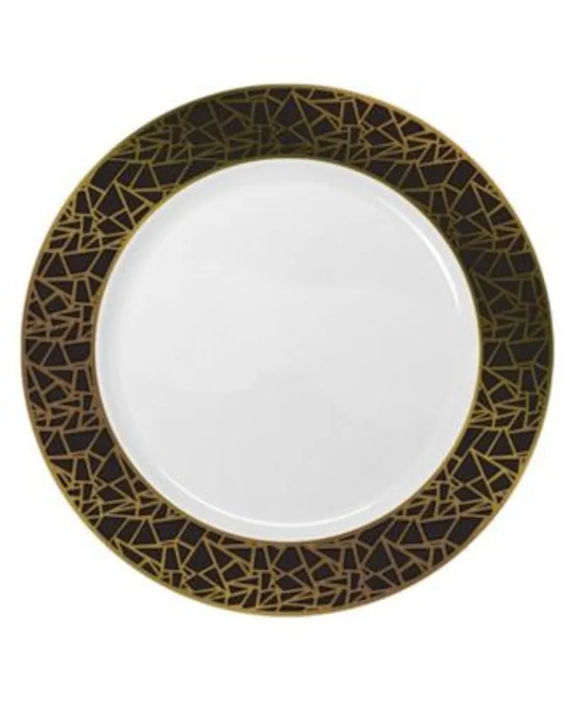 White with Gold Antique Floral Round Disposable Plastic Dinner Plates  (10.25)