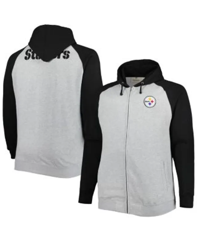 Profile Men's Heather Gray Las Vegas Raiders Big and Tall Fleece Raglan Full-Zip Hoodie Jacket