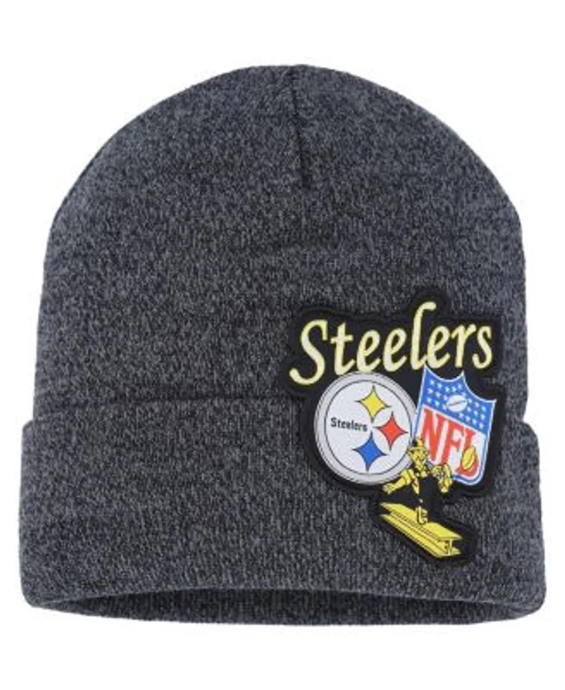 Youth Cream/Black Pittsburgh Steelers Bone Cuffed Knit Hat