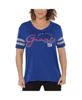 Women's Touch Royal Los Angeles Dodgers Triple Play V-Neck T-Shirt