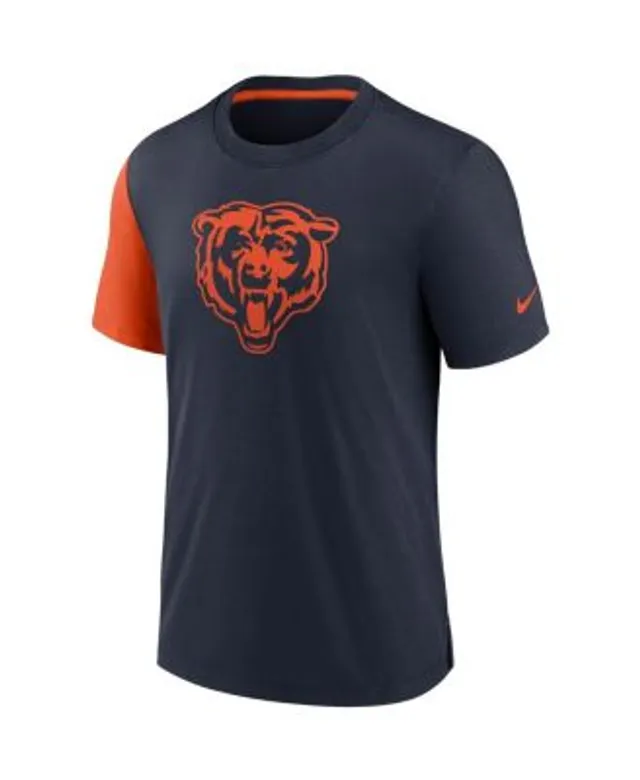 Men's Nike Orange/Navy Chicago Bears Fan Gear Colorblock Tri-Blend T-Shirt