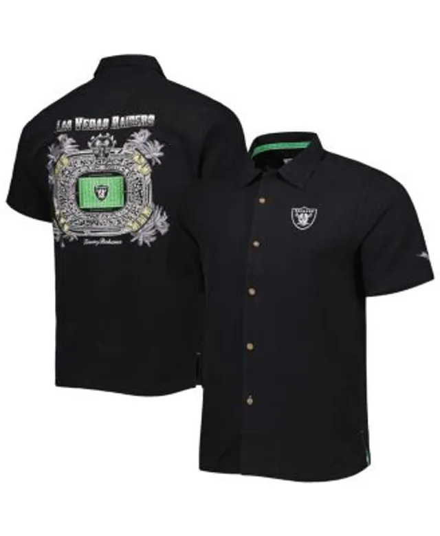 Men's Tommy Bahama Black Green Bay Packers Top of Your Game Camp Button-Up  Shirt