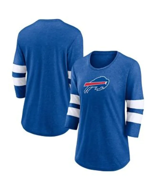 Men's Fanatics Branded Heathered Gray/Heathered Royal Buffalo Bills Weekend  Casual Raglan Tri-Blend Long Sleeve T-Shirt