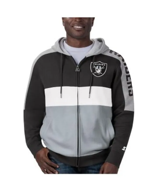 Men's New Era Silver/Black Las Vegas Raiders Colorblock Current Pullover  Hoodie