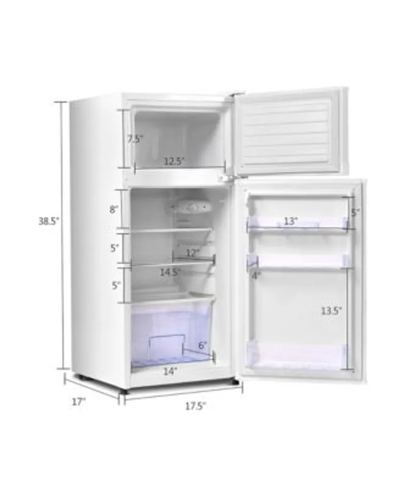 HOMCOM Double Door Mini Fridge with Freezer, 3.2 CU.FT Compact Refrigerator with Adjustable Shelf, Adjustable Thermostat