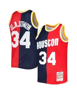 Men's Houston Rockets Hakeem Olajuwon Mitchell & Ness Red Hardwood Classics  Retro Name & Number T