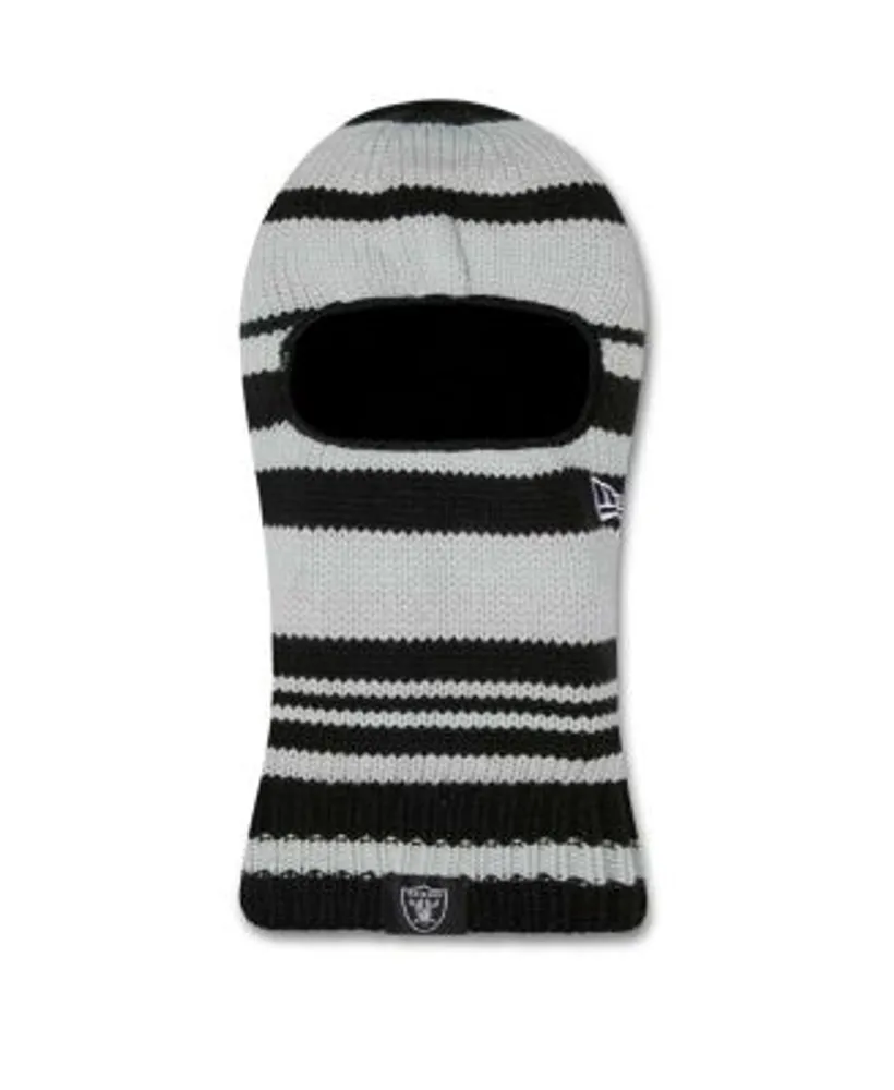 NFL New Era Raiders Black Gray White Striped LOGO Beanie Winter Stocking Hat