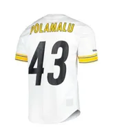 Men's Pittsburgh Steelers Troy Polamalu Mitchell & Ness White Retired  Player Name & Number Mesh Top