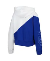 DKNY Women's White, Royal Buffalo Bills Bobbi Color Blocked Pullover Hoodie