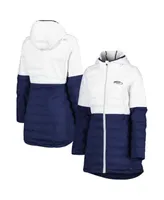 Women's MSX by Michael Strahan White/College Navy Seattle Seahawks Willow Quilted  Hoodie Full-Zip Jacket