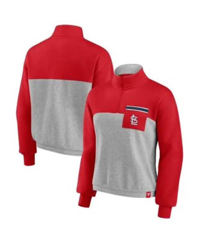 St Louis Cardinals Womens Red Slub Half Zip Hooded Sweatshirt