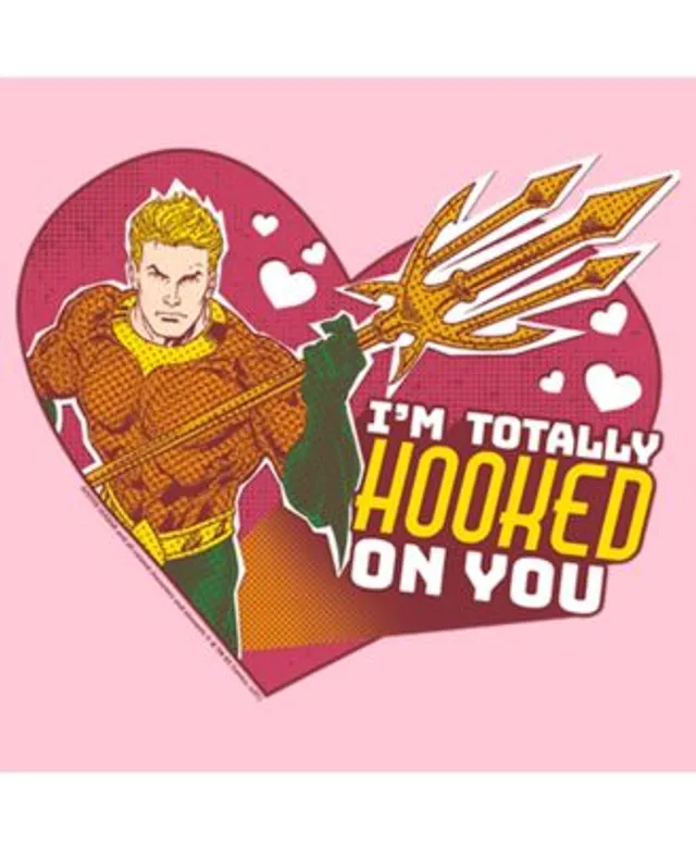 DC Comics Girl's Justice League Valentine's Day Aquaman I'm Totally Hooked  on You Child T-Shirt