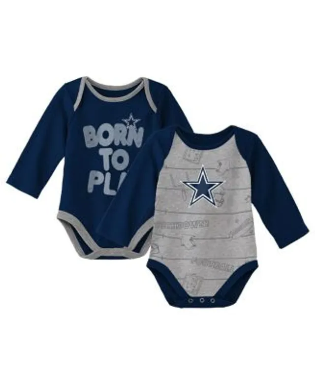 Outerstuff Newborn and Infant Boys Girls Navy, Heathered Gray Dallas Cowboys  Born To Win Two-Pack Long Sleeve Bodysuit Set