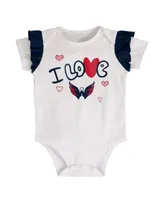 Outerstuff Infant Girls White and Navy Washington Capitals I Love
