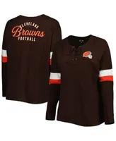 Cleveland Browns New Era Women's Plus Size Athletic Varsity Lace-Up Long  Sleeve T-Shirt - Brown/White