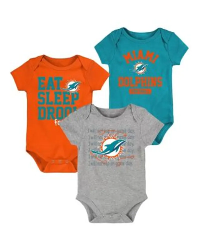 Outerstuff Newborn and Infant Boys Girls Aqua, Orange Miami Dolphins Eat  Sleep Drool Football Three-Piece Bodysuit Set