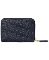 Lauren Ralph Lauren Debossed Monogram Leather Zip-Around Wallet