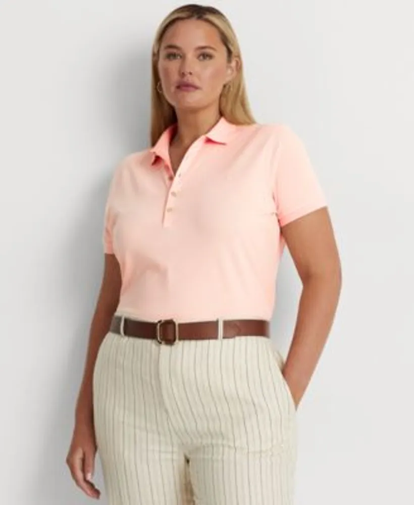 Lauren Ralph Lauren Plus Size Stretch Cotton-Blend Polo Top | Hawthorn Mall