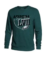 Men's Majestic Threads Midnight Green Philadelphia Eagles Super Bowl LVII High Tide Tri-Blend Pullover Sweatshirt Size: Large