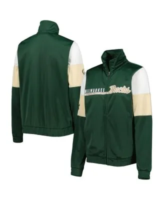 Women's Wear by Erin Andrews Hunter Green Milwaukee Bucks Pieced Quarter-Zip Hoodie Jacket Size: Extra Large