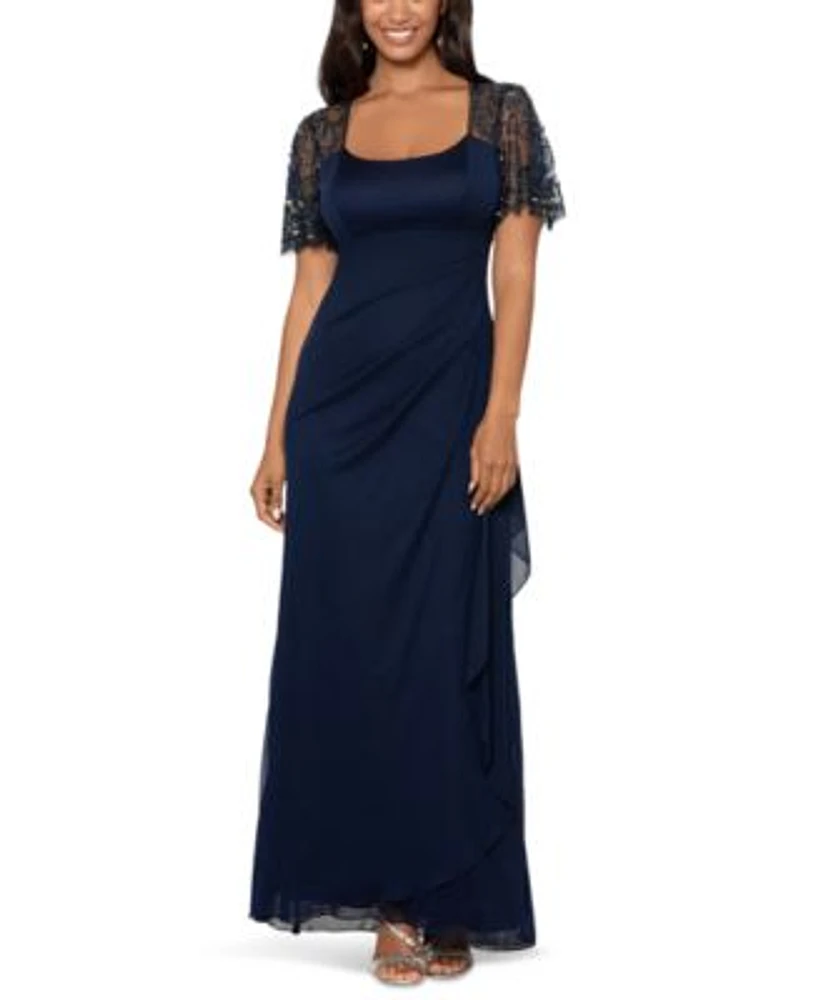 macy's navy blue gown