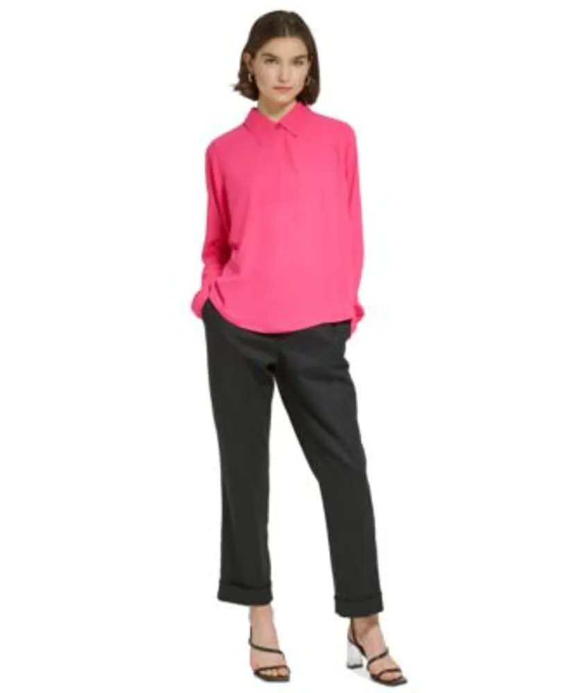 Women's Collared One-Button Long-Sleeve Blouse